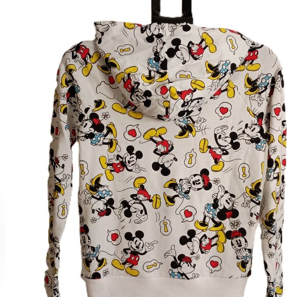Disney Minnie & Mickey Mouse All-Over Print White Lightweight Hoodie Women’s S - Picture 3 of 14